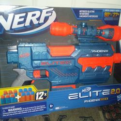 Nerf Elite 2.0 Phoenix CS-6 motorized blaster w/Darts! NEW!