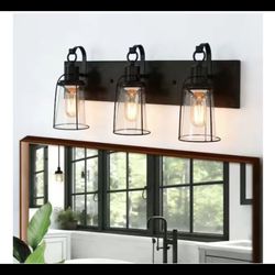 Uolfin Farmhouse Rustic Oil-Rubbed Bronze 22 in. 3-Light Cage Vanity Light