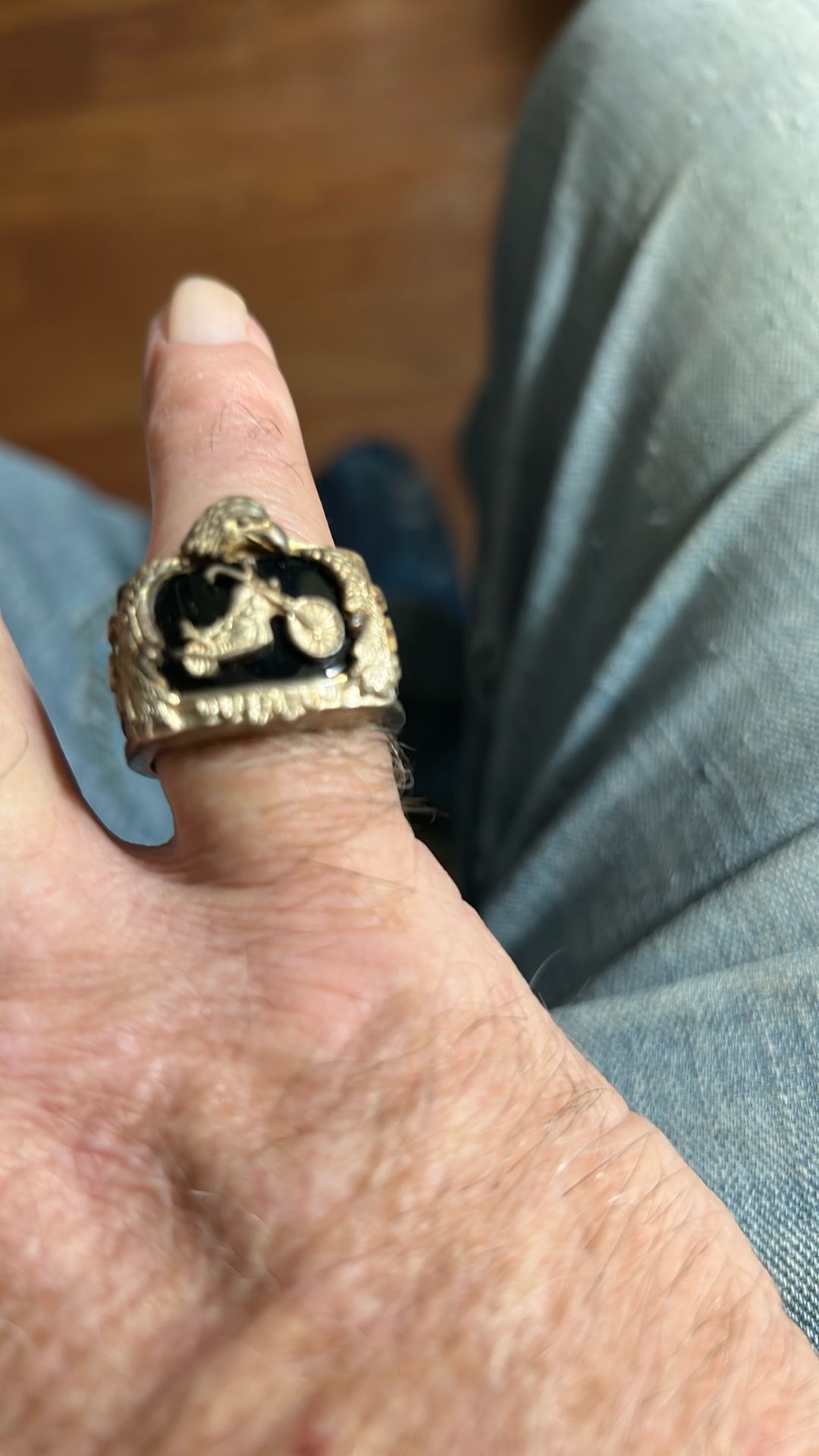 Harley Davidson ring ride hard live free inscribed inside the ring