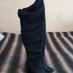 Black Thigh High Heel Boots