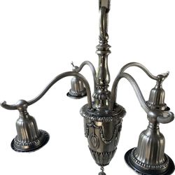 Antique Bradley & Hubbard Nickel Plated Hanging Light