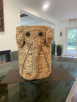 Wicker Elephant Basket/ Laundry Hamper