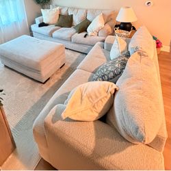 Rooms To Go Blair Park Sofa + Loveseat + Oversized Ottoman – Beige