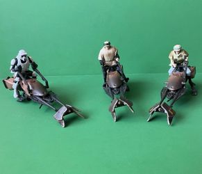 1995 Star Wars Figures lot 3 Speeder Bike scout Luke Skywalker Princess Leia 90s