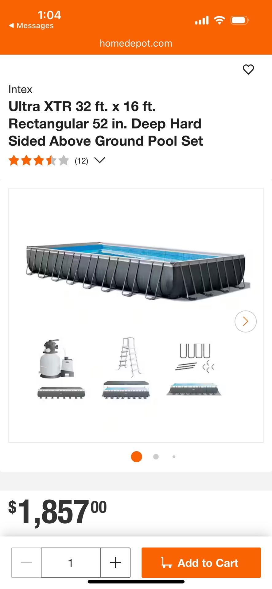 Intex Ultra XTR 32 ft. x 16 ft. Rectangular 52 in. Deep Hard Sided Above Ground Pool Set