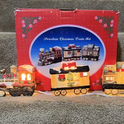 Porcelain Lightes Christmas Train Set 3 piece