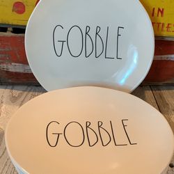 Set of Four - Rae Dunn GOBBLE 10” Plates