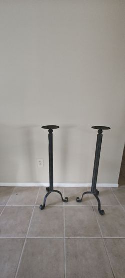 2 long candle holders