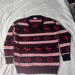 Men's Black and Red Reindeer Sweater andthewhy brand Medium/Large Size Good