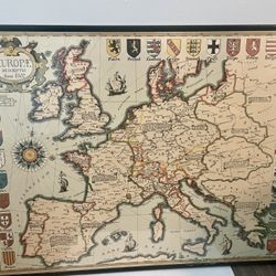 Framed Antique Style Map Of Europe
