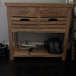 Small Island Style Table With Drawer And Marble Top
