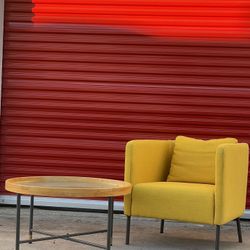 Mustard Yellow Accent Chair + Coffee Table Set