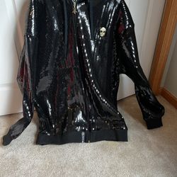 🔥Mens Lrg  Black And Gold Sequence Jacket 
