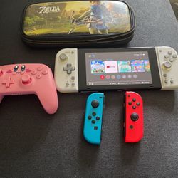 Nintendo Switch And Extra Joy Cons And Kirby Wireless Controller 