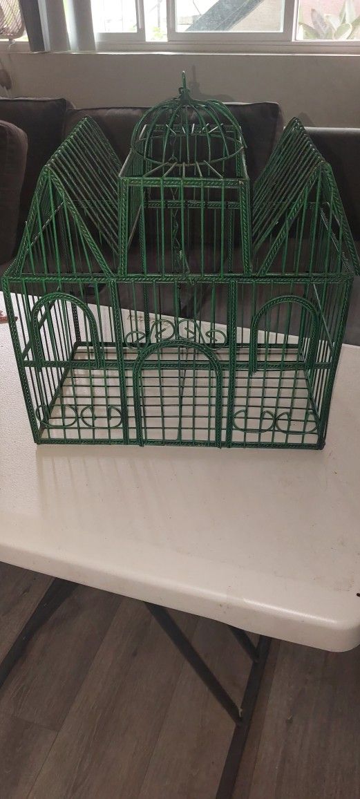 Vintage Birdcage - Green Wrought Iron