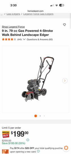 Shop Legend Force 9 in. 79 cc Gas Powered 4-Stroke Walk Behind Landscape Edger