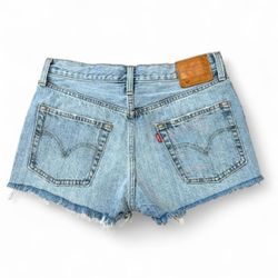 Levi's premium 501 blue denim raw hem shorts