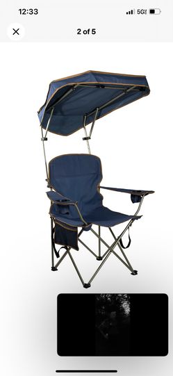 Folding Portable Chair With Sun Shade Canopy For Patio Outdoor Beach Camping Used