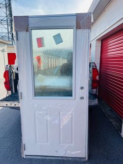 Brand New Exterior Hurricane Impact Rain Style Glass Door With Composite Fire rated frame 36x80 32x80