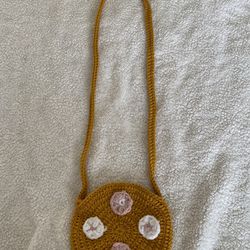 Burnt Orange Cross Body Bag With Flower Accents