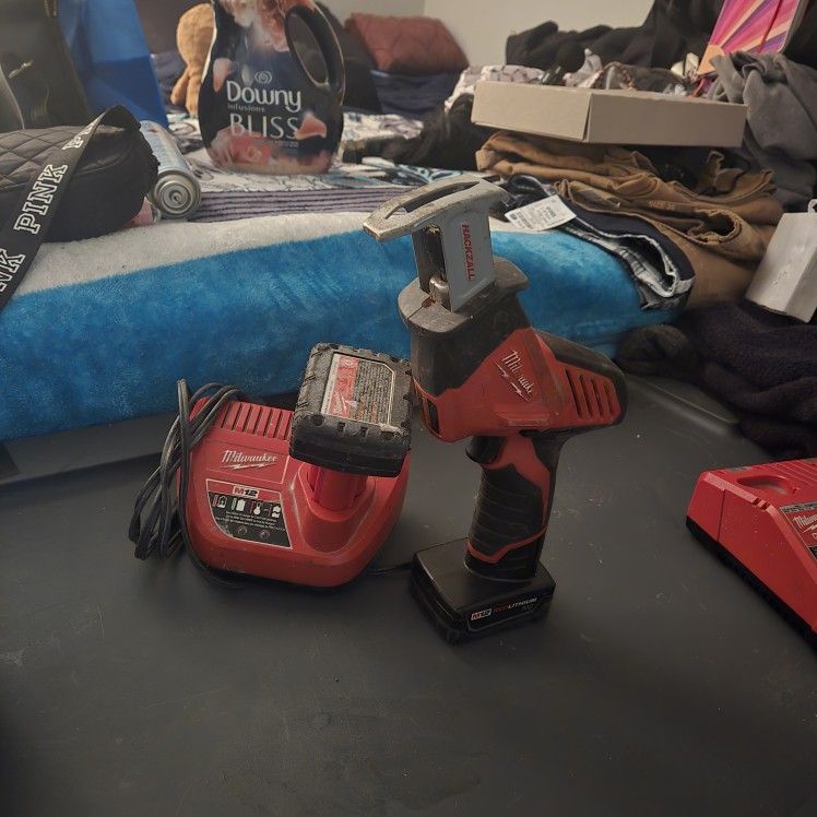 Milwaukee Hacksall + 2 Extra Batteries & Chargers