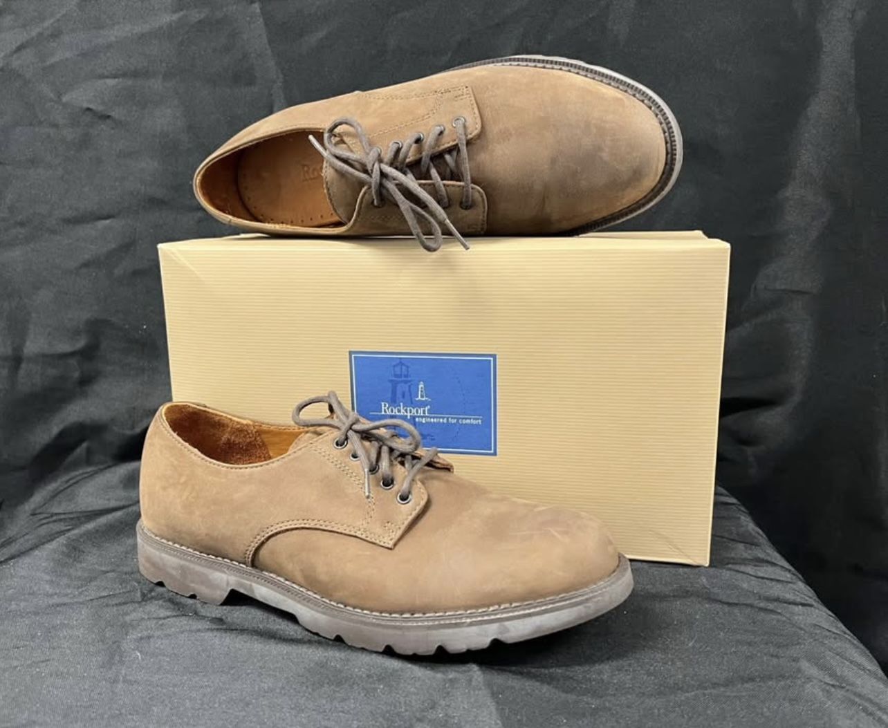 Rockport Waterproof Brown Nubuck Leather Oxfords