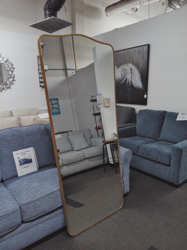 Briars Brown Suede Border Floor Mirror By Jake Arnold's 34" X 76"