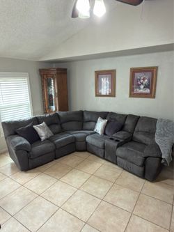 Gray Reclining L-Shaped Sectional - Free Delivery!