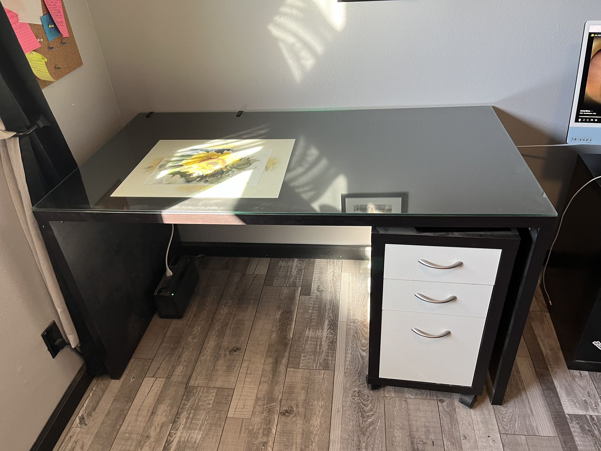 Large Black Desk With Drawers 