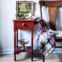 Red Antique Side Table