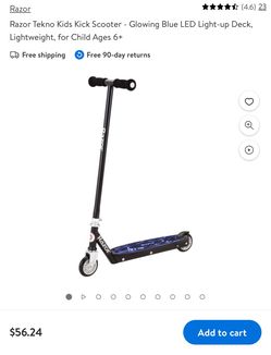 Razor Tekno Kids Kick Scooter - Glowing Blue LED Light-up Deck, Lightweight, for Child Ages 6+