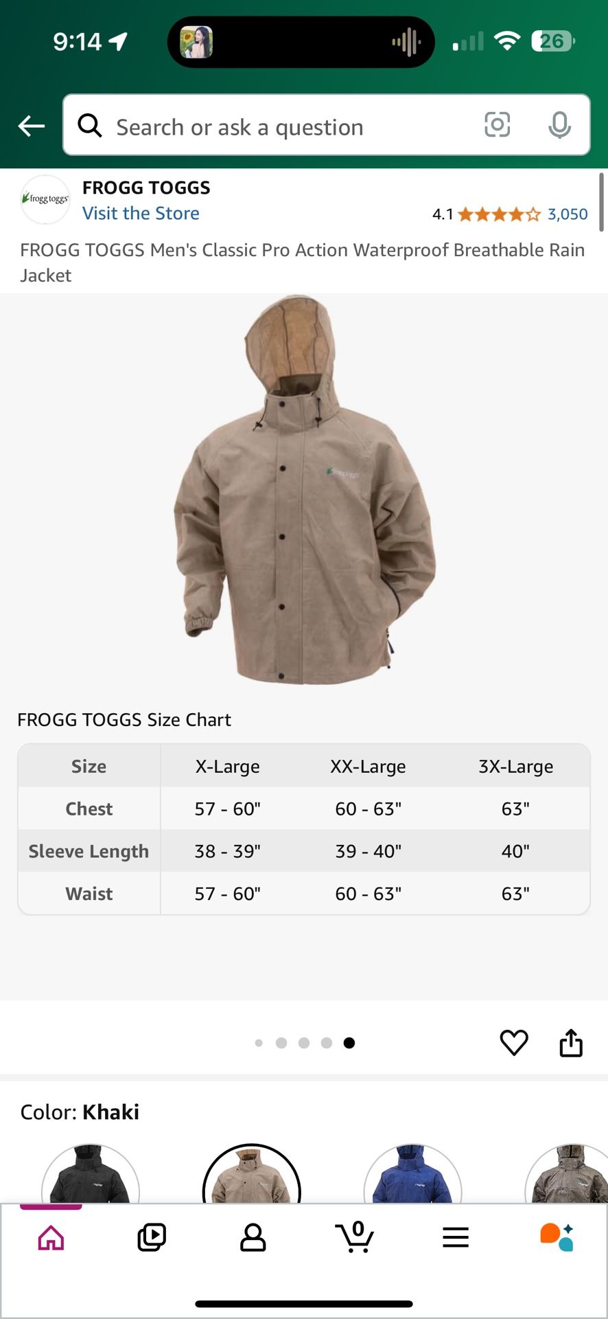 FROGG TOGGS Men's Classic Pro Action Waterproof Breathable Rain Jacket