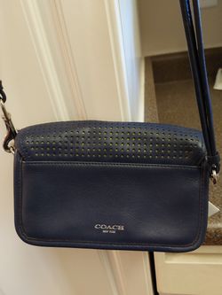 Coach Penny Legacy Navy & Citrine Leather Cross-Body Shoulder Handbag