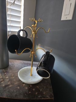 Koville Natural White Marble Base Mug Holder-Namib Fantasy (it works as a jewelry holder, too!) NEW!!
