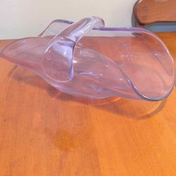 Vintage Twilight Blue Stem Glass Basket