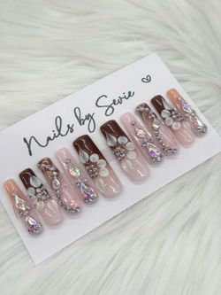 Nails by Sevie 10pc Acrylic Press-Ons Set with Application Kit Included $30