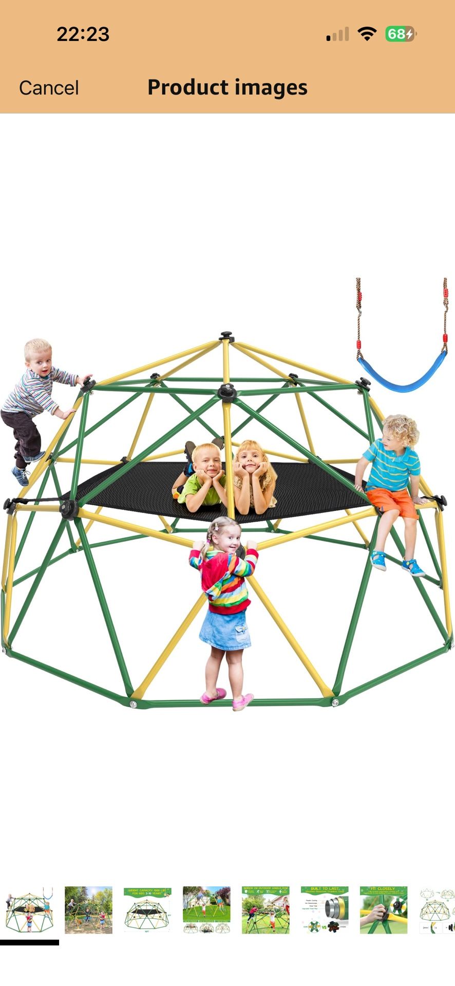 Climbing Dome, 10FT Dome Climber with Hammock for Kids