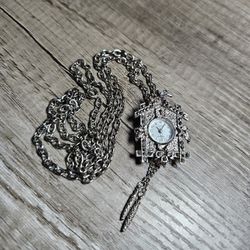 Beautiful Vintage Cuckoo Clock Pin/Necklace