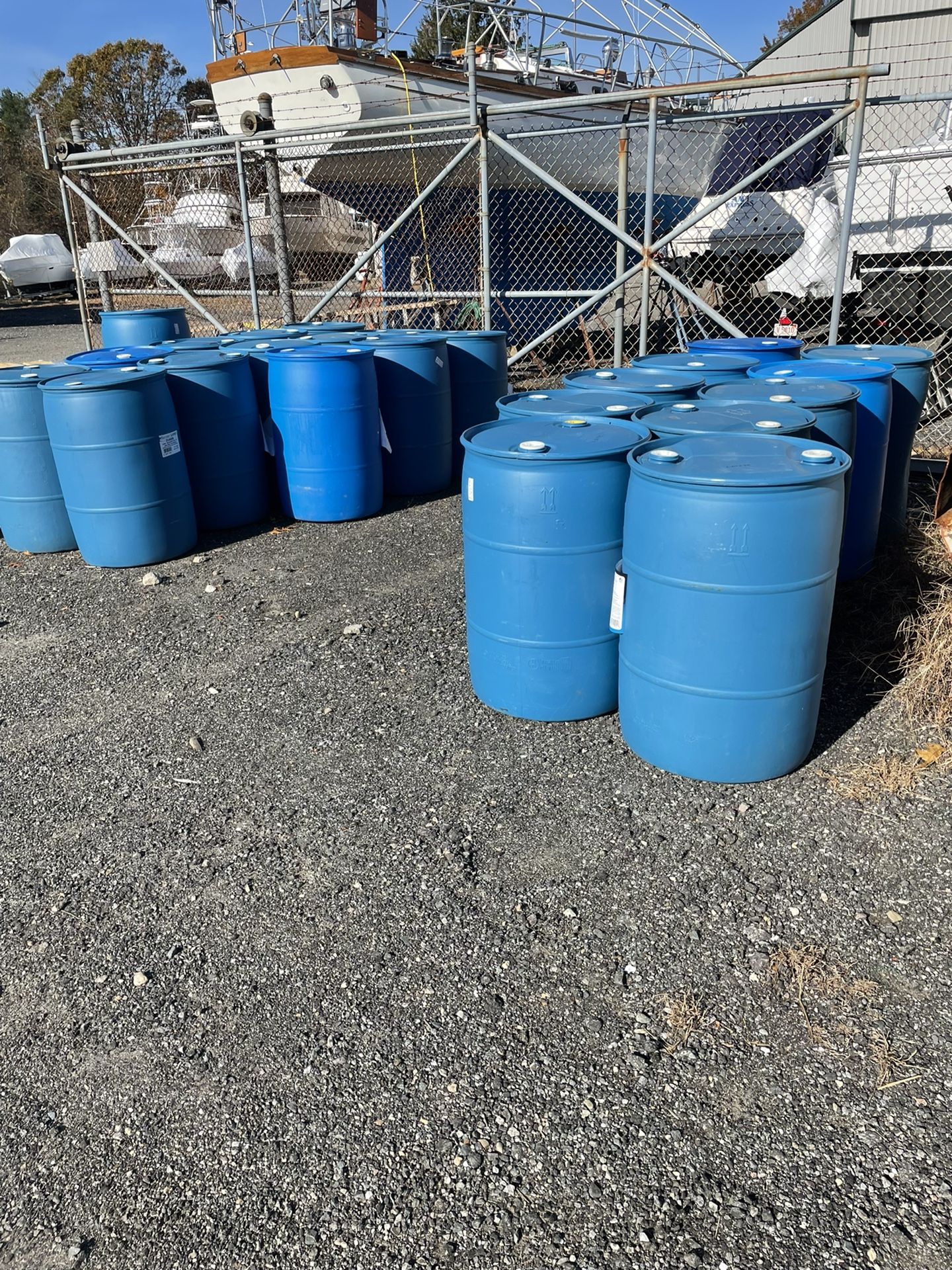 55  Gallon Blue Barrels 