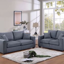 Brand New Comfy Corduroy Sofa Loveseat Set 