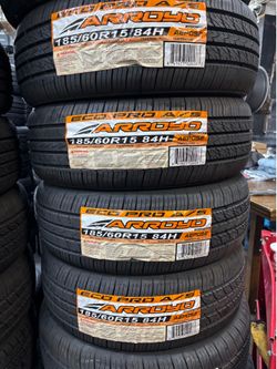 185/60/15 ARROYO  (4 TIRES NEW) INCLUDED INSTALLATION AND BALANCING (PROMOTION)✅