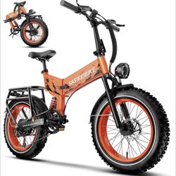 Folding 52V 20Ah Removabke Battery Electric Bike 1500W Peak Motor 20'' Fat Tire Mountain Commuter 30MPH Ebike Motorcycle Range 70 Miles UL Certified A