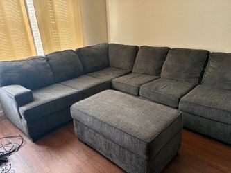 Gray Sectional Sofa with Ottoman