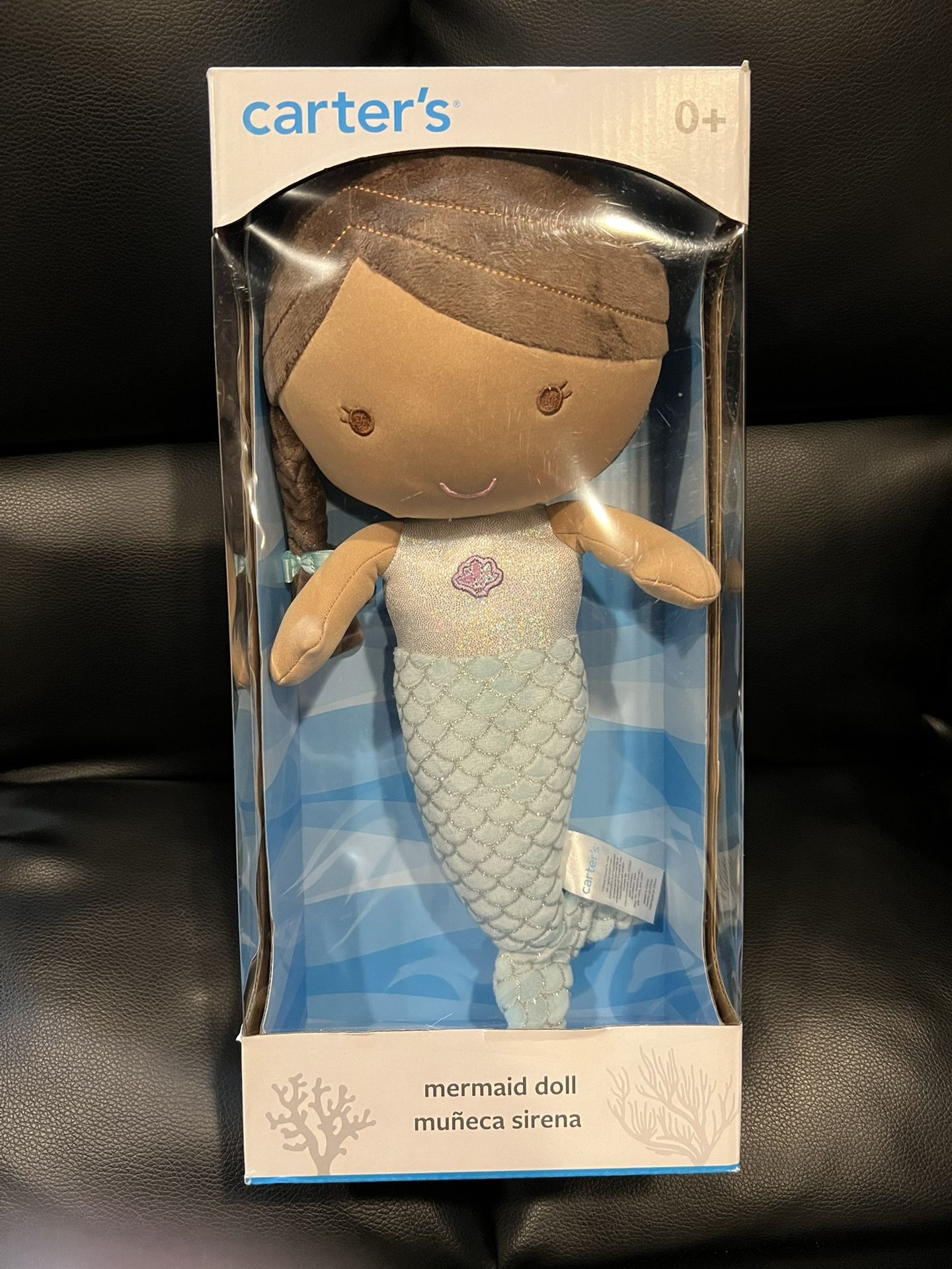 Carter's Mermaid Doll Plush Baby Toddler Girls Stuffed Toy Brown Hair NEW RARE