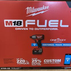 Milwaukee M18 FUEL ONE-KEY 18-Volt Lithium-Ion Brushless Cordless 1/2 in. Impact Wrench w/ Pin Detent Kit w/(2)5.0Ah Batteries