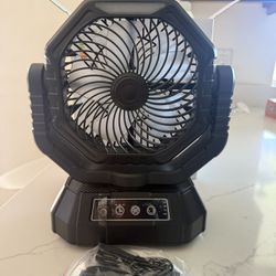 NEW- HAWANA Camping Fan with Light  -Black