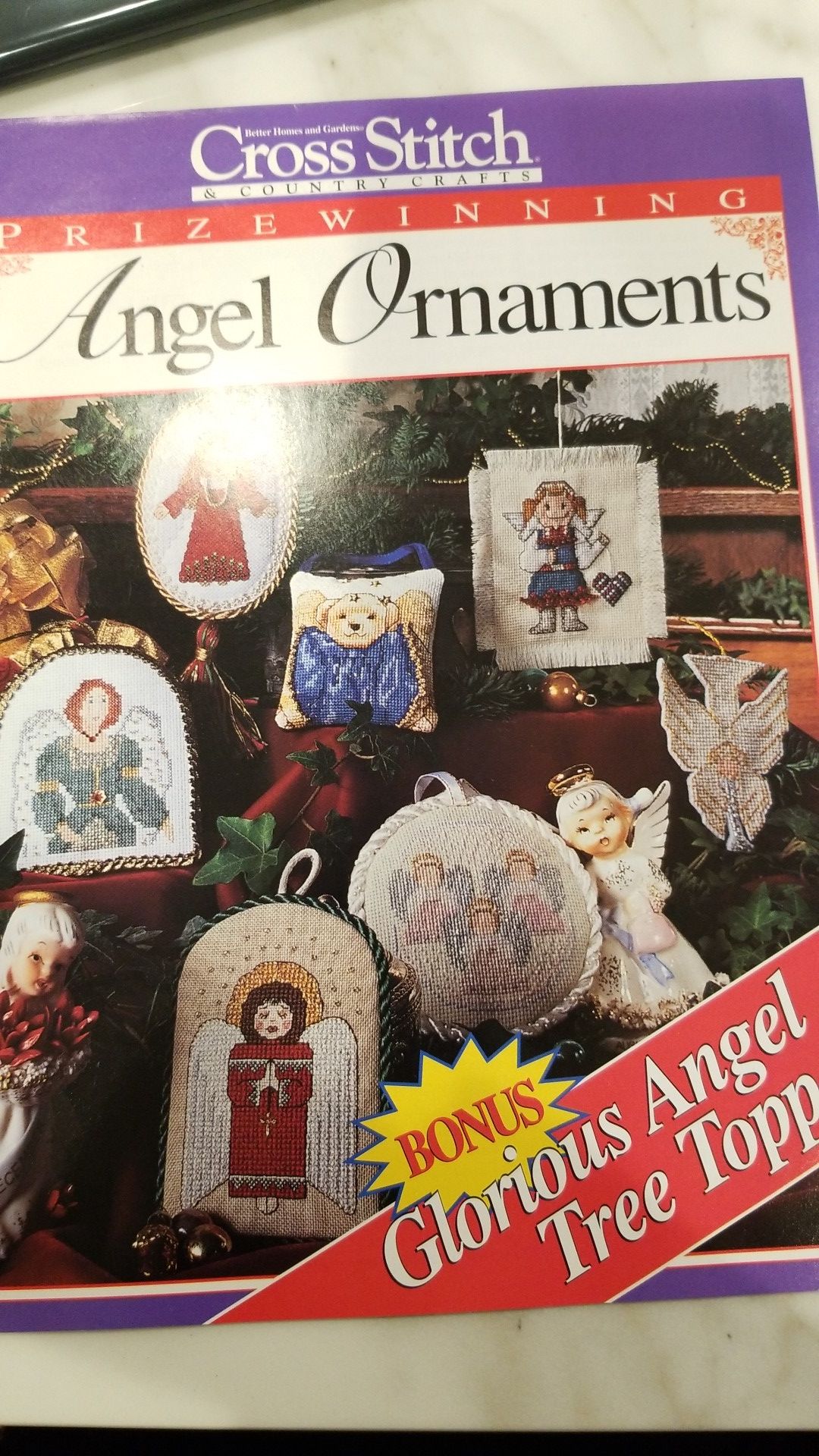 Better Homes and Gardens Cross-Stitch & Country Crafts Angel Ornaments Counted Cross-Stitch Booklet with Bonus Glorious Angel Tree Topper