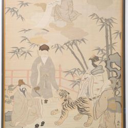 Japanese Woven Silk Panel With Immortals 20Th Century
