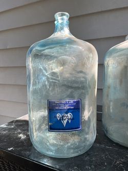 Vintage Arrowhead Puritas 5 Gallon Water Bottle Blue Glass w/ Embossed Arrows