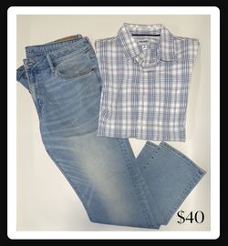 Men’s Jean + Shirt Bundle 36x30 / Medium